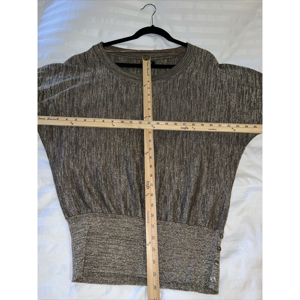 APT. 9 Metallic Gold Beige 3/4 Sleeve Scoop Neck Women Top XL Lightweight Career - Picture 8 of 15